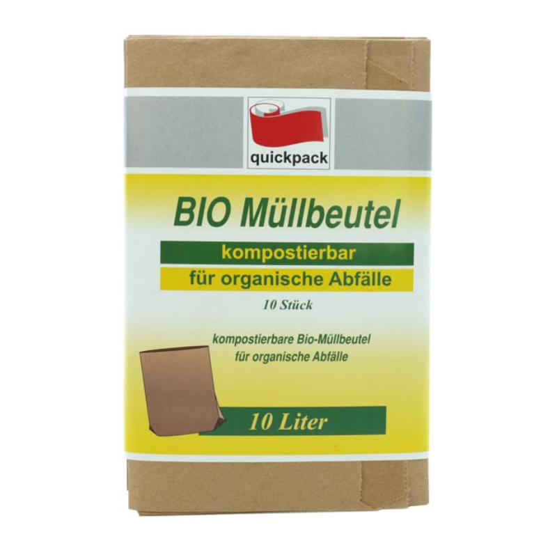 Bio Müllbeutel aus Papier 10 l, kompostierbar, für organische Lebensmittel (10 Stück)